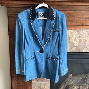 Vintage studded denim cowgirl western hairston roberson ROPA blazer jacket S/M